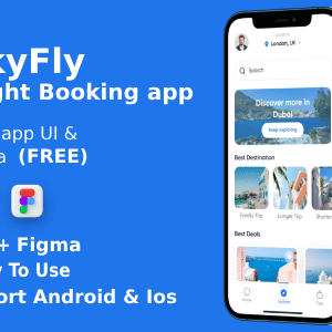 Online Flight & Hotel/Place Booking App | UI Kit | Ionic | Figma FREE | SkyFly